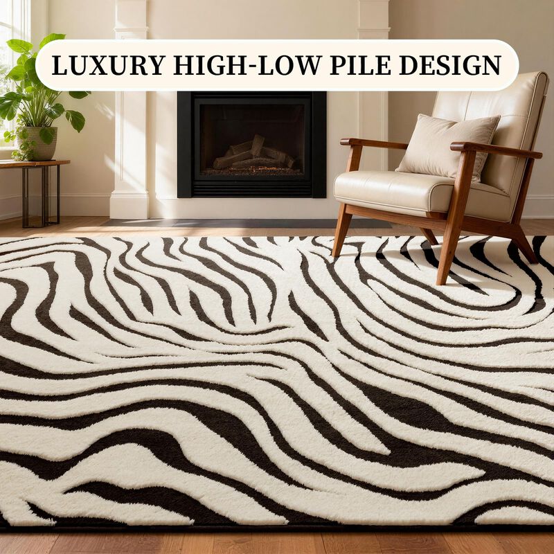 Alfombra Yihouse 122x183 Cm Negro Y Blanco Lava... image number null