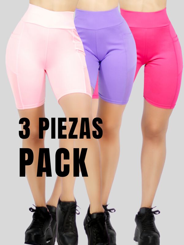 SET 3 Biker Short Mujer Con Bolsas Laterales SH... image number null
