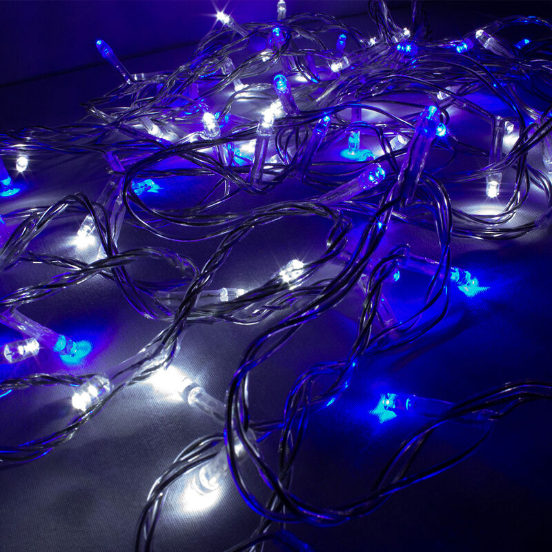 Serie Navideña 100 Led Luz Azul/blanca 8 Funcio... image number null