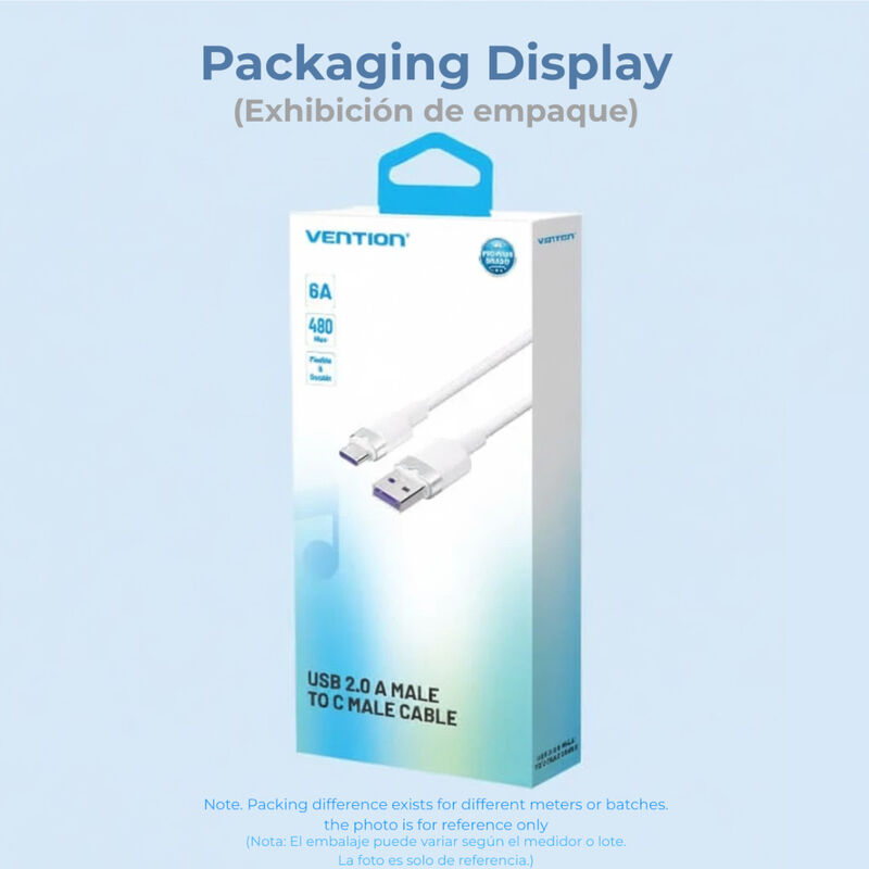 Cable USB-A/USB-C VENTION 2 M 100 W (6A) Trenza... image number null