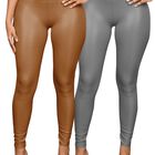 Set De Dos Leggins Moda Elegante Casual LIC-0105-PX2 Negro y Azul Mujer Vinipiel