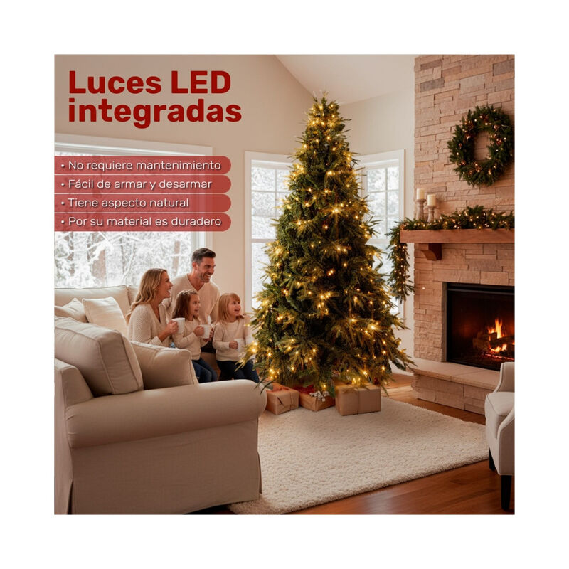 Arbol Navidad Luces Led 1.90m Pino Navide&ntilde;o Fro... image number null