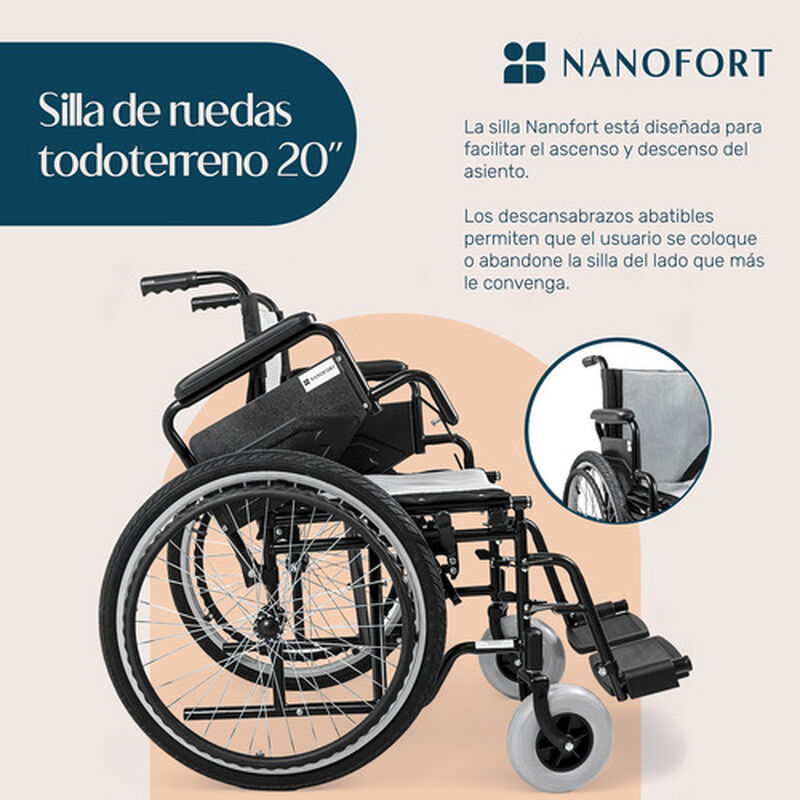 Silla Ruedas Plegable Todo Terreno Descansa Bra... image number null