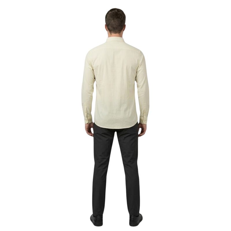 Atlo Camisa Lisa Manga Larga Beige Para Hombre image number null
