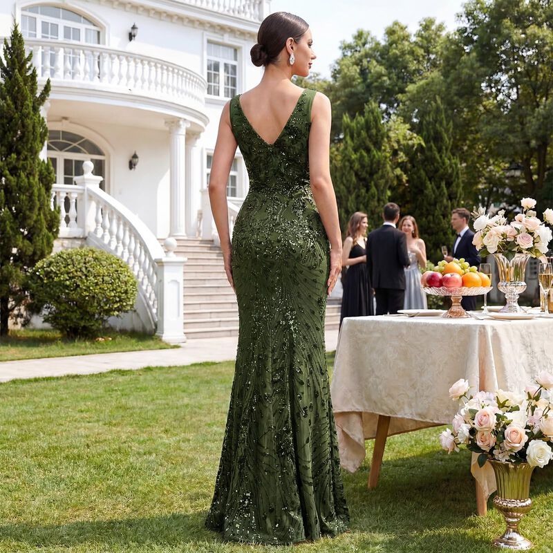 Vestido Blueplum L Verde Oliva con Lentejuelas,... image number null
