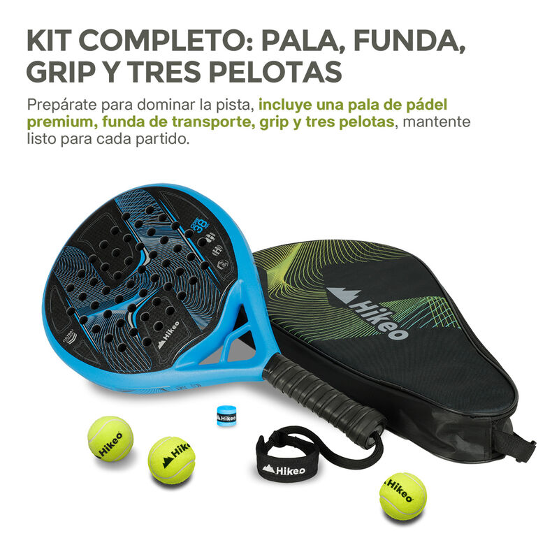 Pala de Pádel Premium con Funda 3 Pelotas y Gri... image number null
