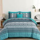 Juego De Edred&oacute;n Cottolester Queen 8 Piezas Turquesa Boho