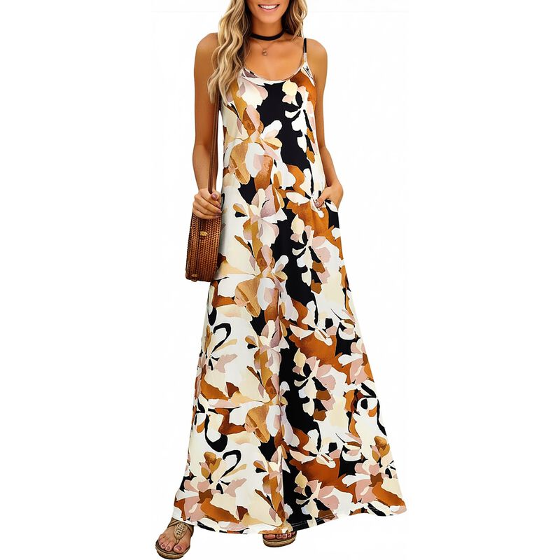 Vestido Supnier L Floral Maxi Casual Taupe/Negr... image number null