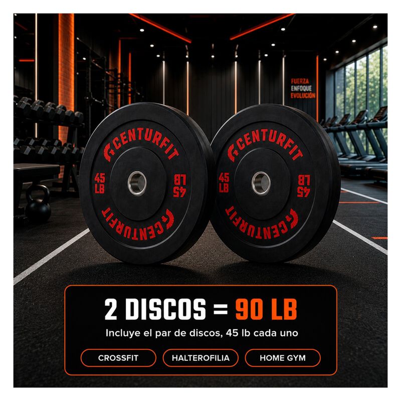 Par Disco Bumper Olimpico 45 Lb Centro Acero Ca... image number null