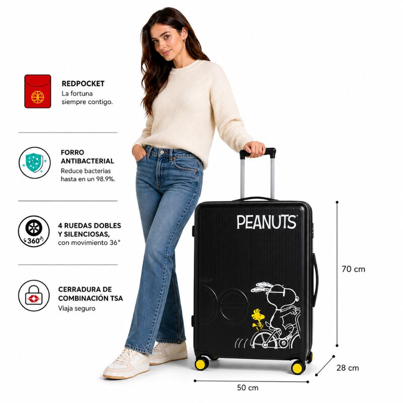 Maleta Cloe 28" Peanuts X Oe Color Negro 2ep255... image number null