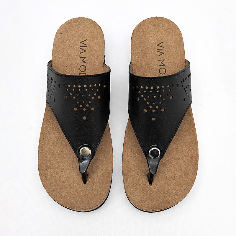 Via Moda sandalia piso para mujer negro cod 140... image number null