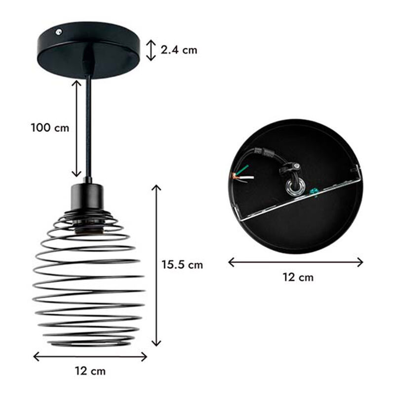 Lampara Colgante Aksi Spring Ovalo Negro image number null