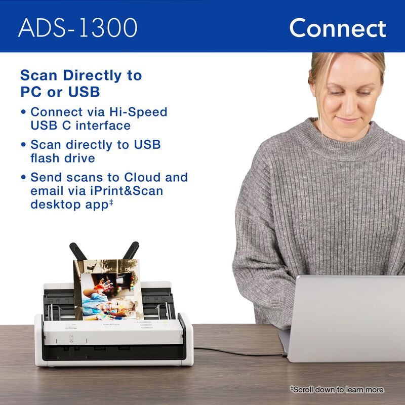 Esc&aacute;ner De Escritorio Brother Ads-1300 Compact ... image number null