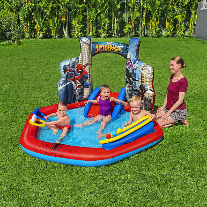 Aberca Inflable Spiderman Con Resbaladilla Best... image number null