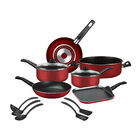 Bateria de cocina Ekco 14 piezas Aluminio Antiadherente Roja
