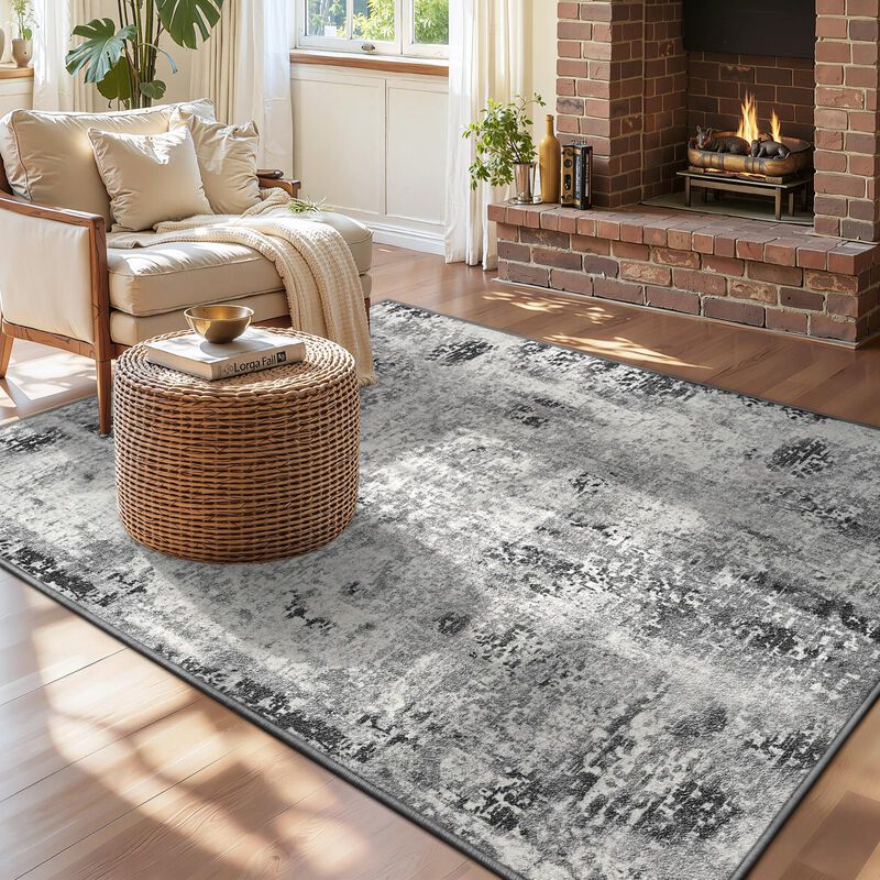 Alfombra Ompaa 92x153 Cm Gris Lavable Antidesli... image number null