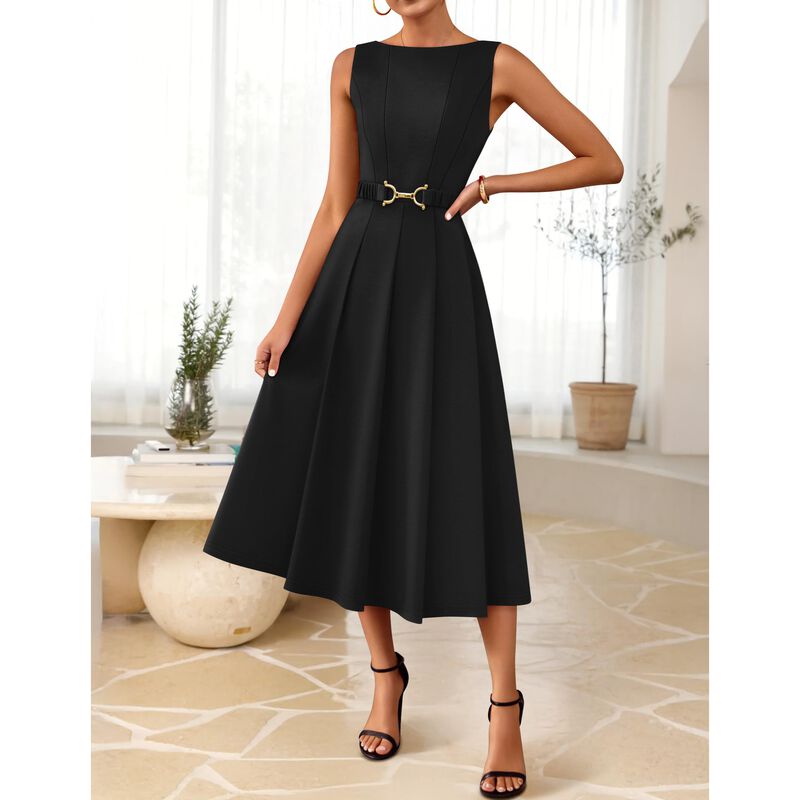 Vestido Zesica Sin Mangas Midi Negro M image number null