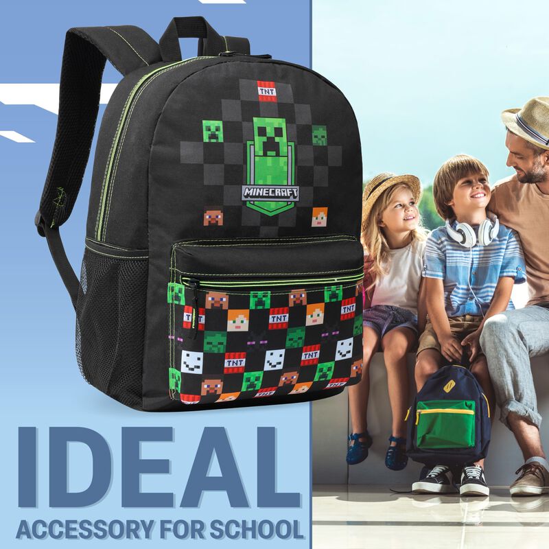 Mochila Escolar Minecraft Kids Con Bolsillo Fro... image number null
