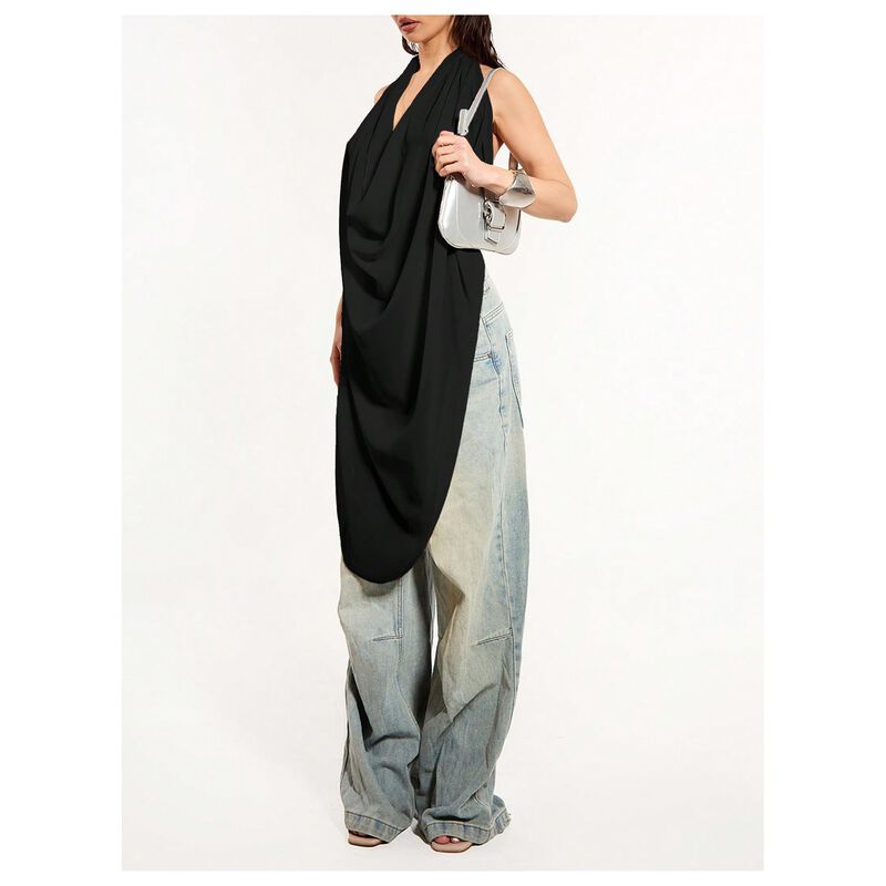 Top sin Mangas Oyoangle Cuello Drapeado Transpa... image number null