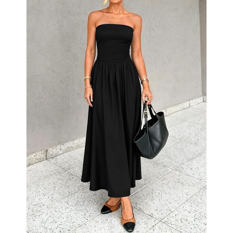 Vestido Zesica Midi Sin Tirantes Negro M image number null