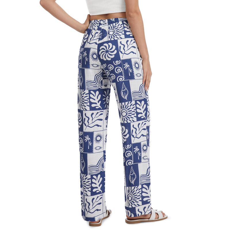 Pantalones de Lino Tapata Estampados, Pierna An... image number null