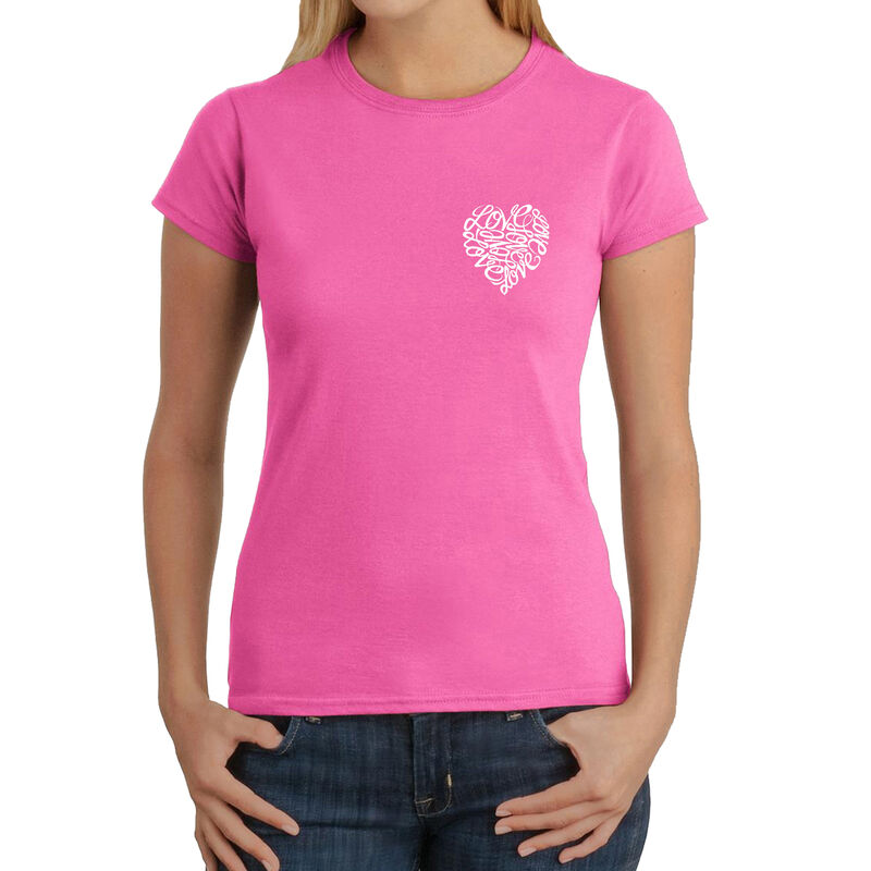 Camiseta Word Art Para Mujer - Coraz&oacute;n Cursivo-... image number null