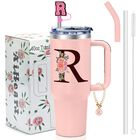 Vaso Aiheart 1,2 l Rosa Con Asa Y Pajilla