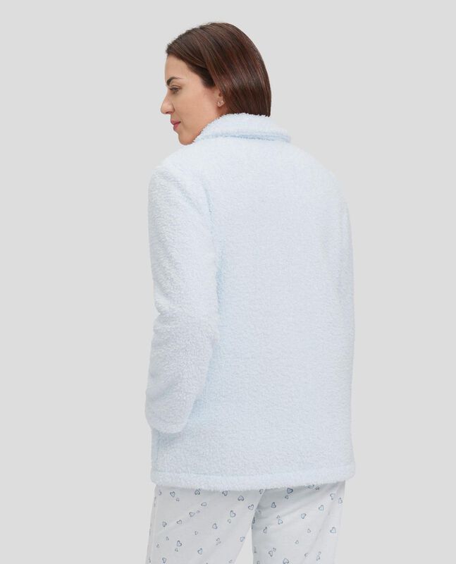 Bata Corta de Borreguillo con Botones Celeste image number null