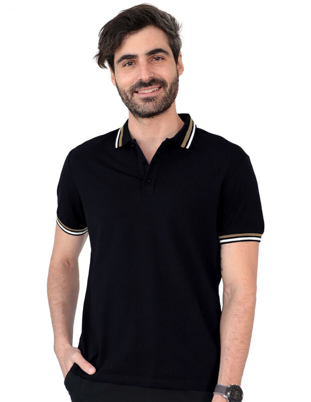 Playera Caballero Polo Cuello Abotonado Negro P... image number null