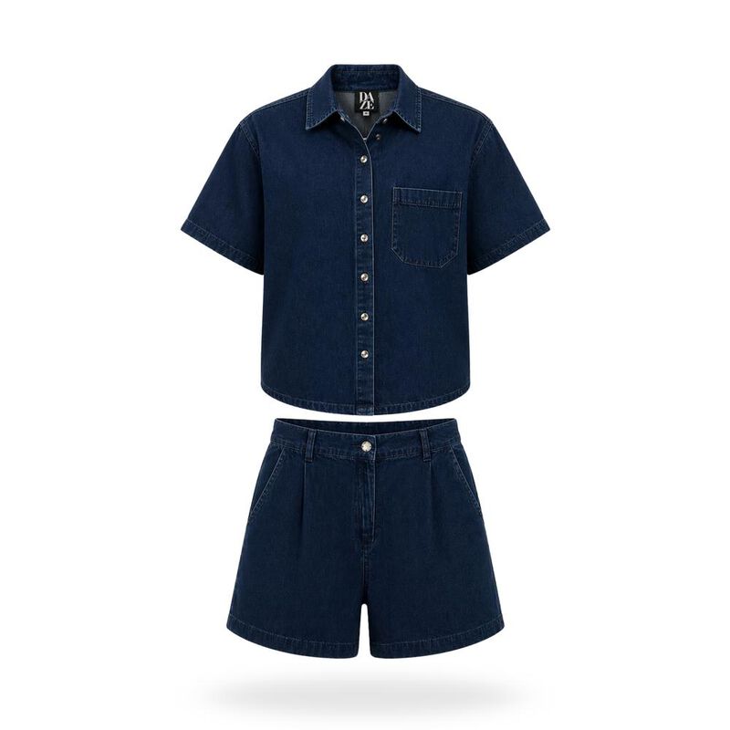 Conjunto Camisa Con Short De Mezclilla image number null