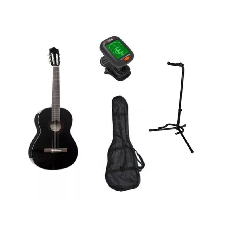 Yamaha C40bl Paquete Guitarra Acustica Atril Fu... image number null