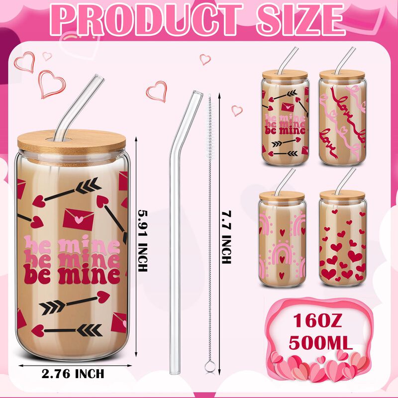Vasos De Vidrio Silifine 473 ml Con Tapas Y Paj... image number null