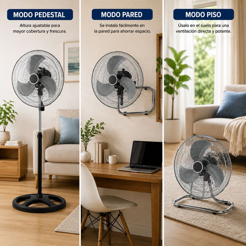 Ventilador 3 En 1 De 18 Pulgadas Met&aacute;lico Poten... image number null