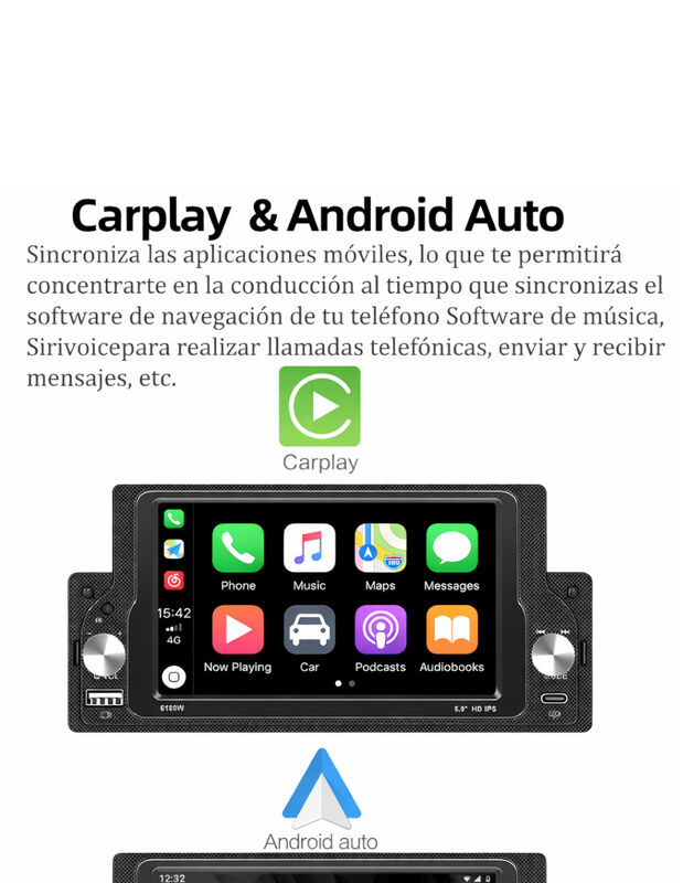 Autoest&eacute;reo Bluetooth 1 Din 5.9 Pulgadas Carpla... image number null