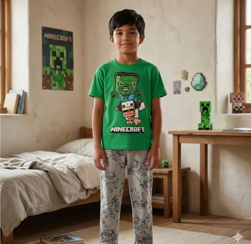 Pijama Minecraft Movie Para Ni&ntilde;os I Conjunto Pa... image number null