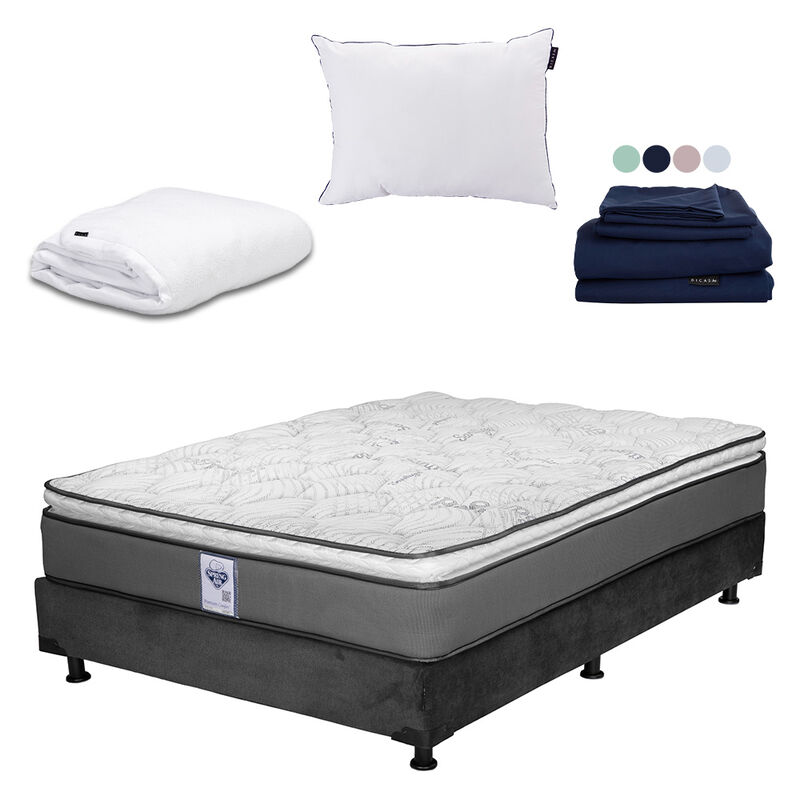 Colch&oacute;n Matrimonial Prestige + Box + Almohada O... image number null