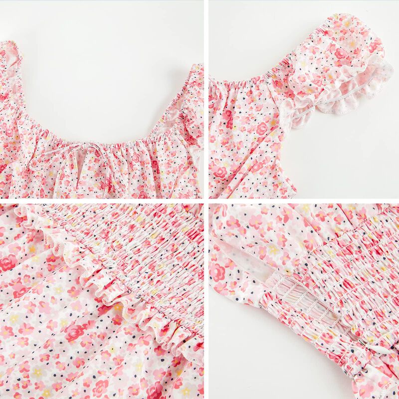 Vestido Mini Floral Rosa Claro Yobecho Talla M image number null