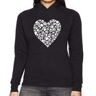 Sudadera Con Capucha Word Art Para Mujer - Coraz&oacute;n de Huellas - Negro