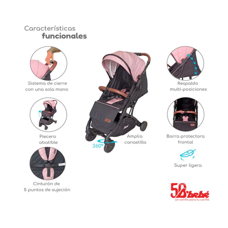 Carriola de Viaje D'Beb&eacute; Easy Go Rosa image number null