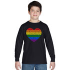 Camiseta De Manga Larga Word Art Para Ni&ntilde;o - Coraz&oacute;n del Orgullo - Negro