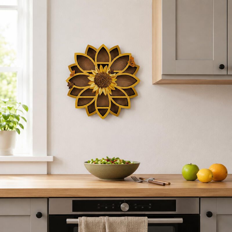 Estante Fnydox de madera 32 cm con girasol y es... image number null