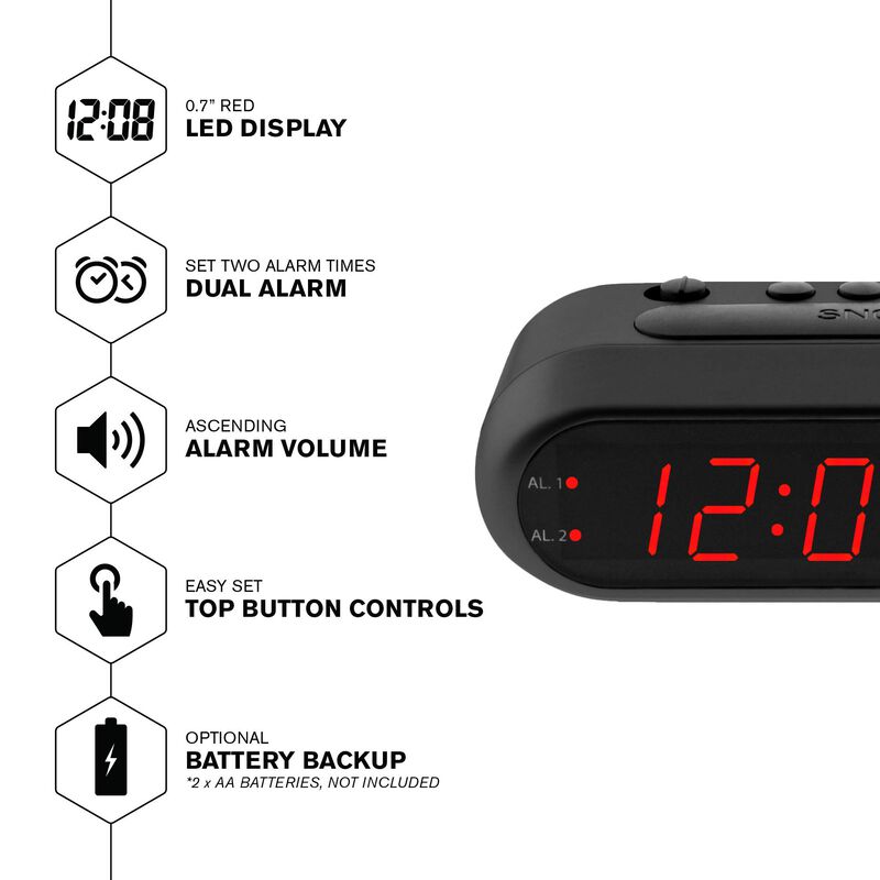 Reloj Despertador Digital Sharp Black Con Led R... image number null
