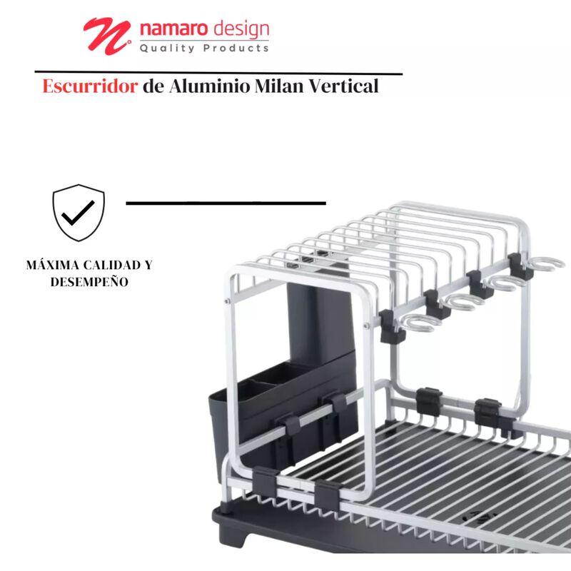 Escurridor De Platos Aluminio Milan Vertical Na... image number null