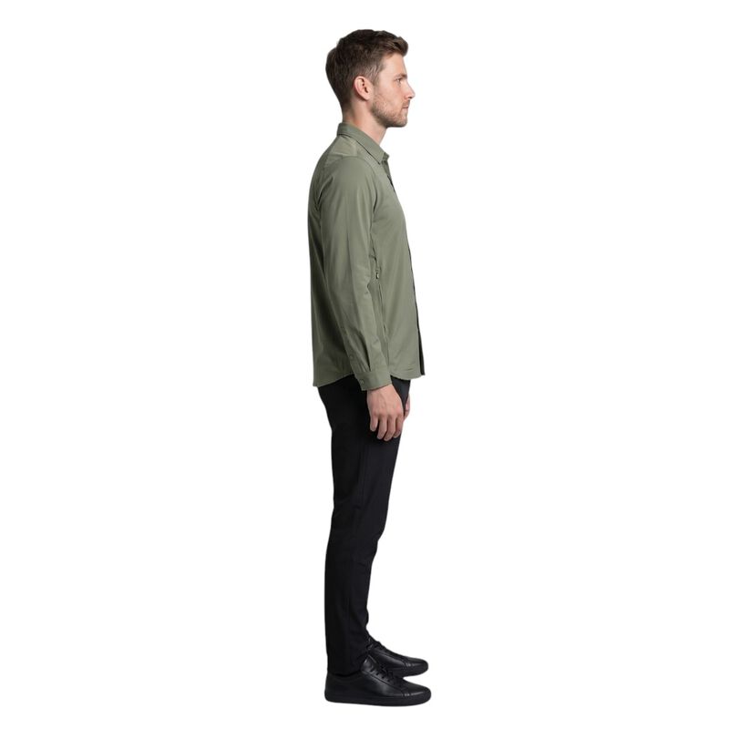 Atlo Camisa Lisa Manga Larga Olive Para Hombre image number null