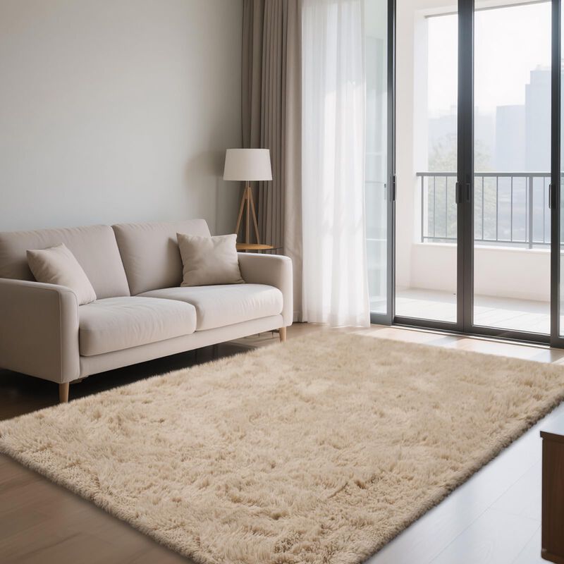 Alfombra Area Yongyangjuxin Fluffy Shaggy Beige... image number null