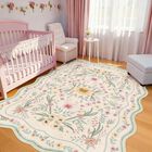 Alfombra Dadasgk 152 cm Verde Salvia Lavable Con Estampado Floral