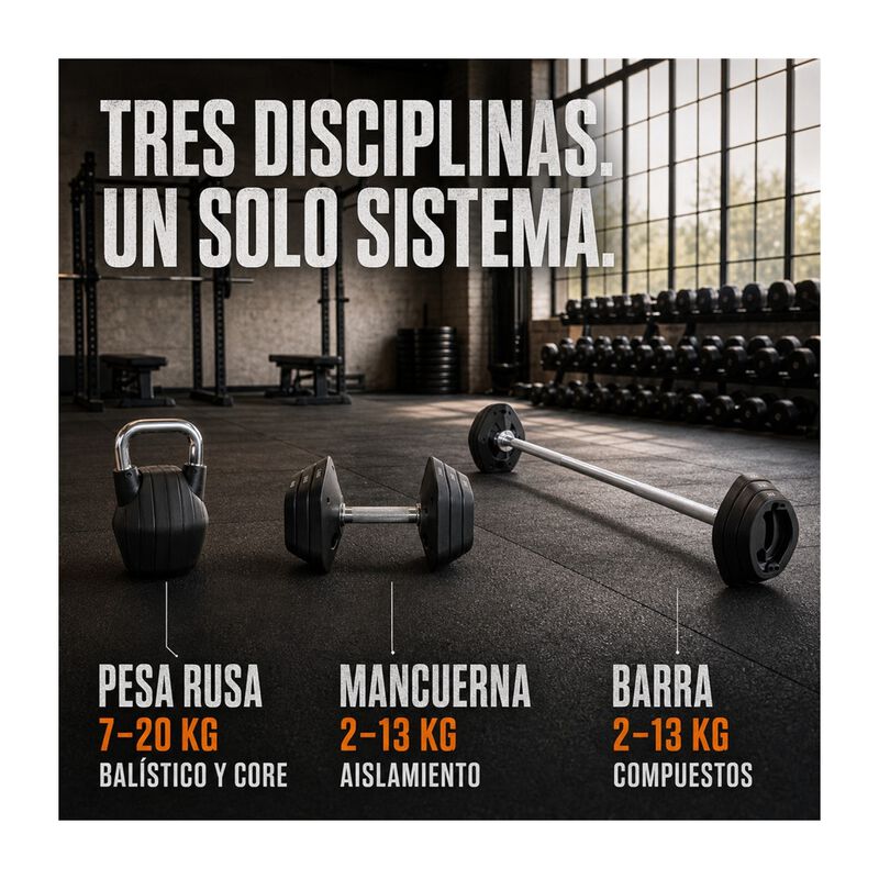 Set Pesa Rusa Ajustable 3en1 20kg Kettlebell Ma... image number null