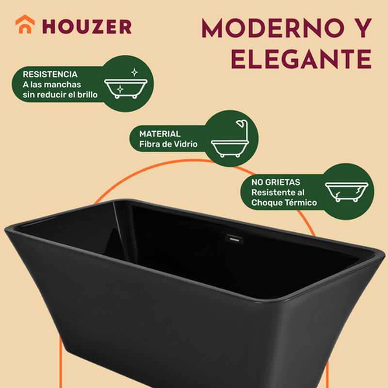 Tina Baño Negra Premium Lujo 280l Fibra Vidrio ... image number null