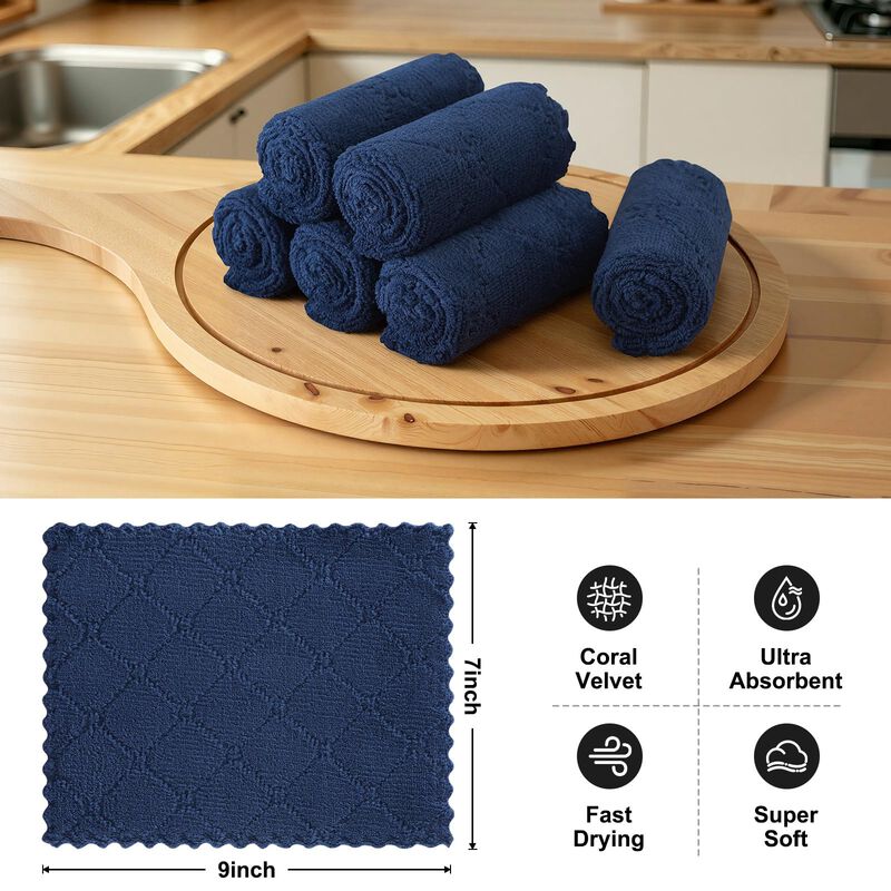 Pa&ntilde;os de Cocina Homaxy - Pack de 12, Azul Marin... image number null