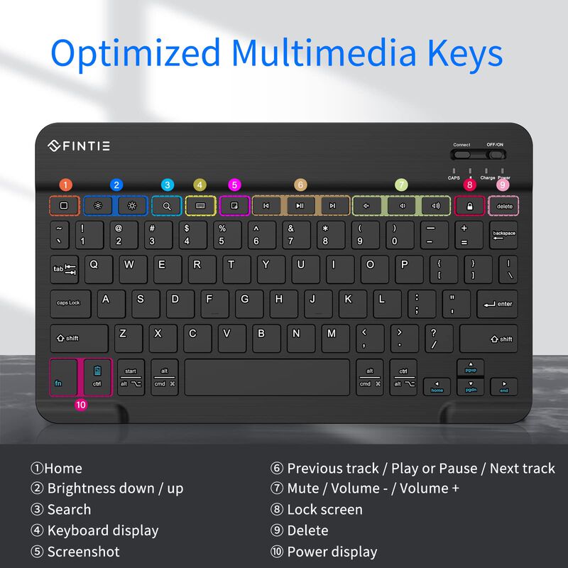 Teclado Inal&aacute;mbrico Bluetooth Fintie Para Ipad ... image number null